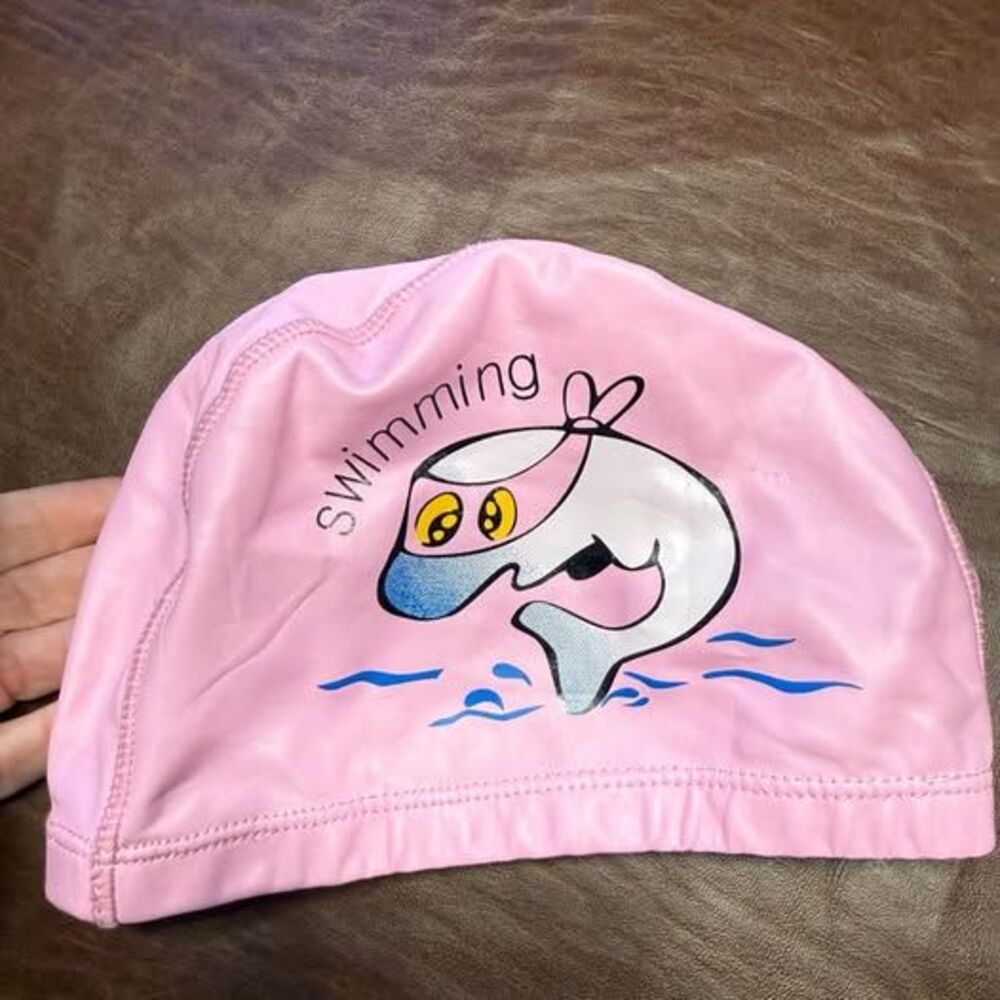 Pink Kids Dolphin Swimming Cap